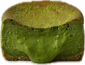 Matcha Basque cheesecake slice